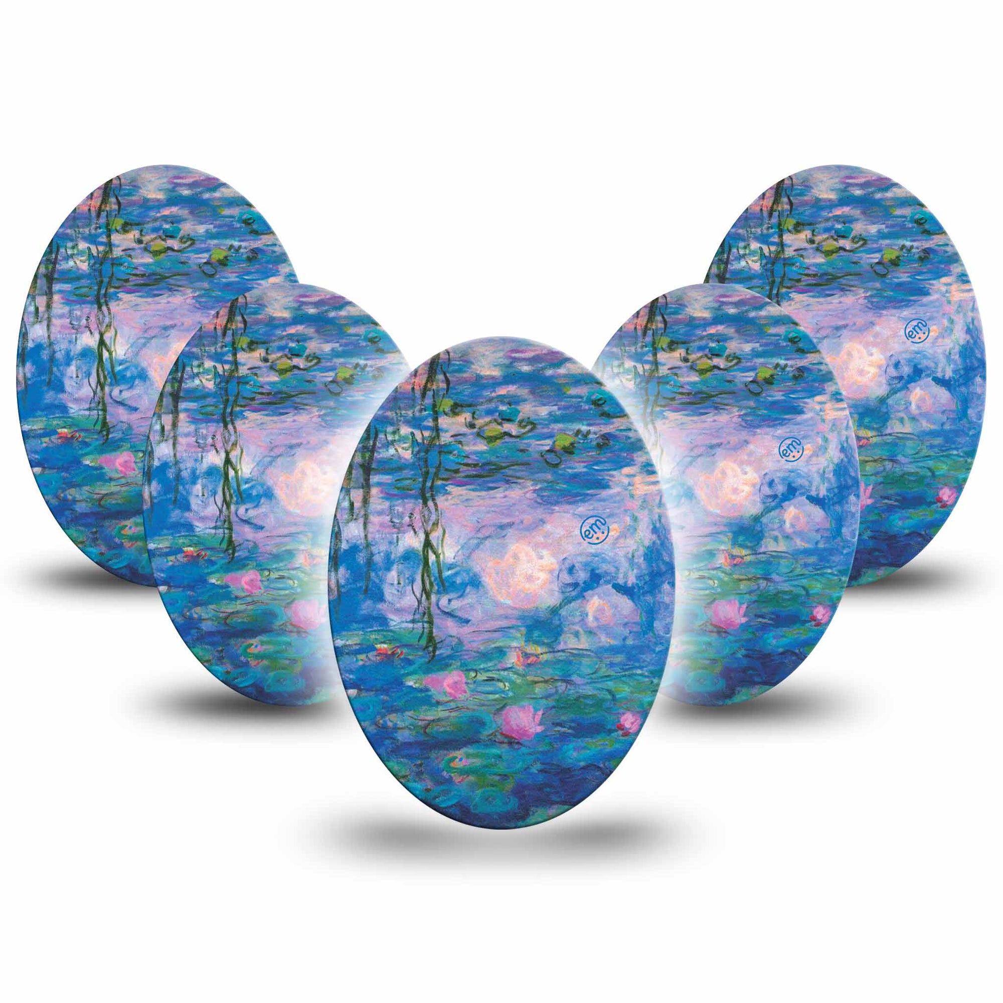 Medtronic Enlite / Guardian ExpressionMed Monet Water Lilies Universal Oval Tape, 5-Pack, River Florals Inspired, Medtronic Plaster Patch Design