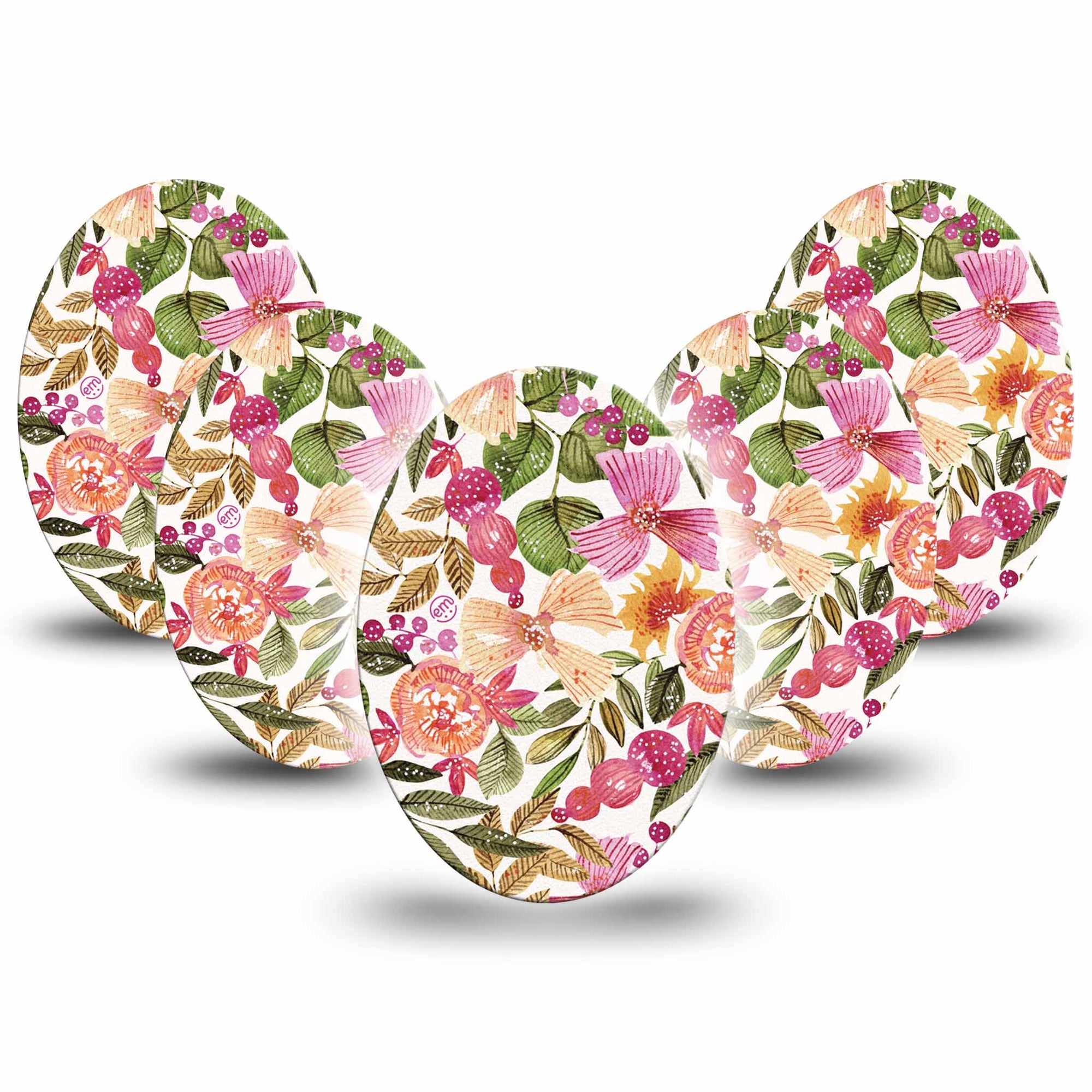 Medtronic Enlite / Guardian Spring Bouquet Universal Oval Tape, 5-Pack, Eastertime Floral Artwork Inspired, CGM Patch Design