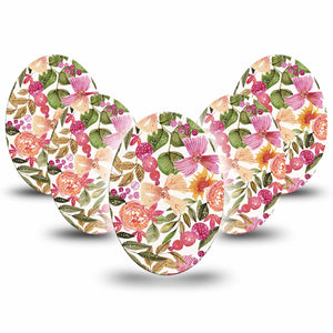 Spring Bouquet Oval Tape, 5-Pack, Eastertime Floral Artwork Inspired, CGM Patch Design