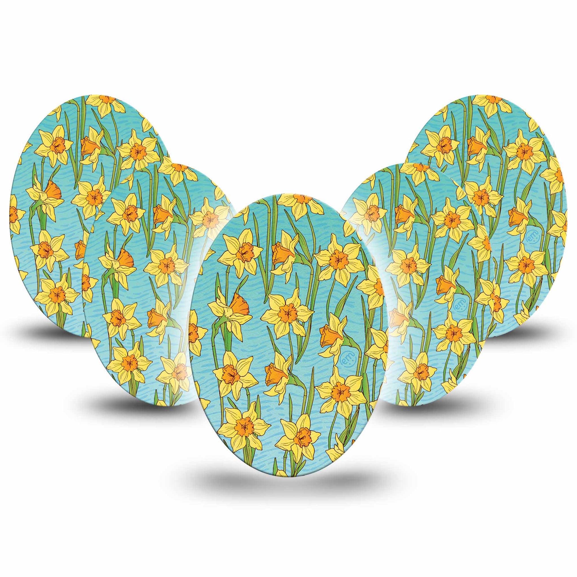 Medtronic Enlite / Guardian Daffodils Universal Oval Tape, 5-Pack, Floral Spring Themed, Medtronic Patch Design