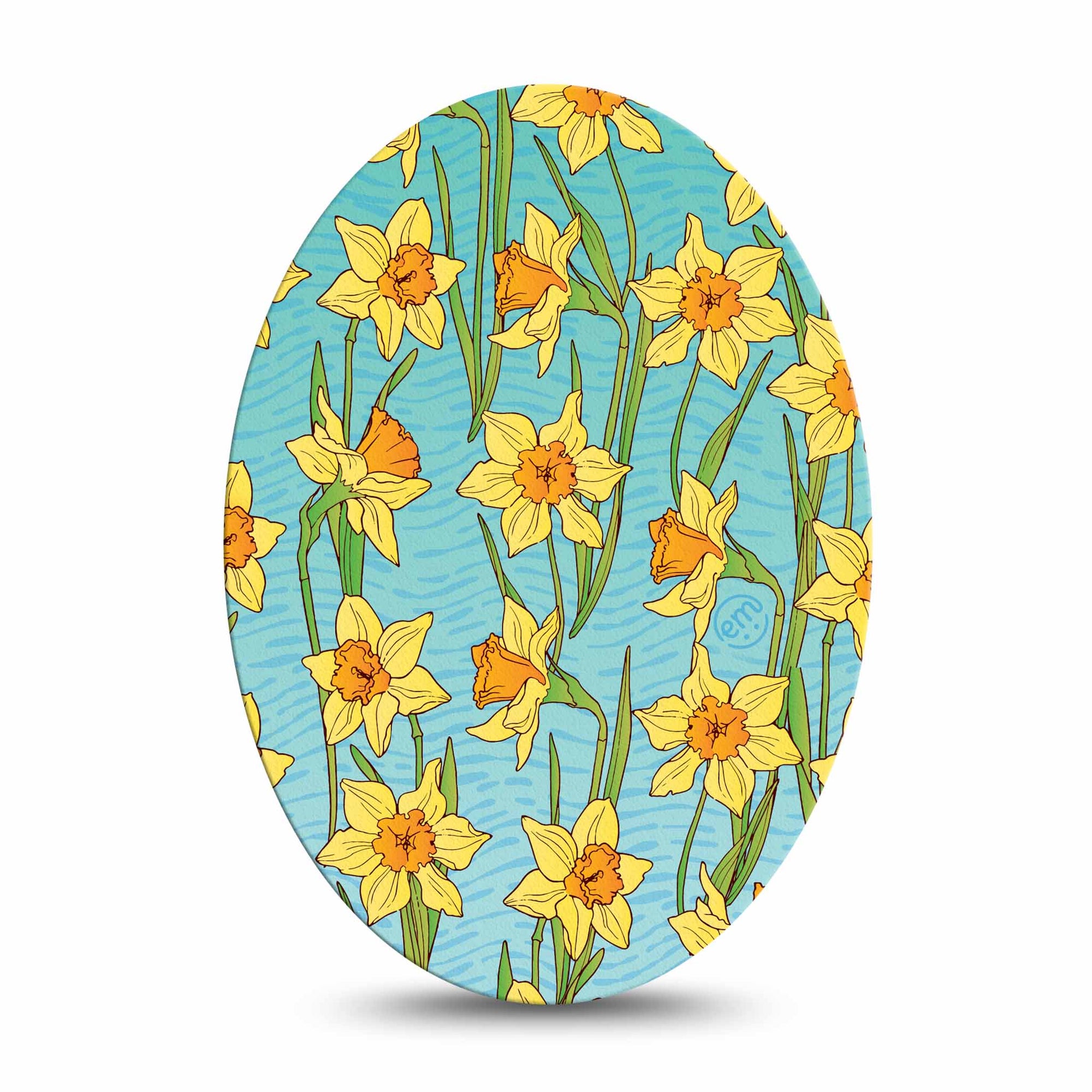 Medtronic Enlite / Guardian Daffodils Universal Oval Tape, Single, Spring Blooming Florals Inspired, Medtronic Adhesive Patch Design