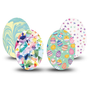 Spring Awakening Dexcom Oval Tape, 4-pack, Colorful Festivities Themed, CGM Adhesive Tape Design