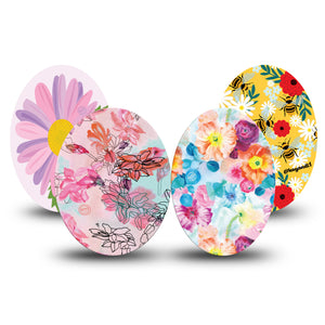 Bee Treat Oval Tape, 4-Pack, Floral Bouquet Inspired, CGM Patch Design