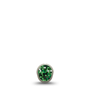 Green Glam Dexcom G7 Transmitter Sticker, Single, Shimmering Glitters Themed, Adhesive Sticker Design
