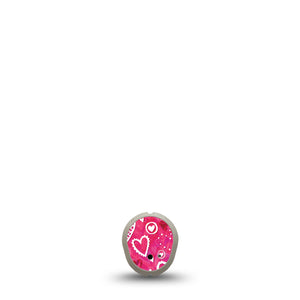 Whimsical Hearts Dexcom G7 Transmitter Sticker, Single, Variety of Pink Cute Hearts Dexcom Transmitter Vinyl Sticker