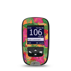 Bright Hibiscus Accu-Chek Meter Sticker
