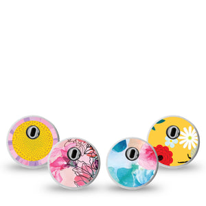 Bee Treat Variety Pack Libre 3 Transmitter Sticker, 4-Pack, Floral Artwork Themed, CGM Sticker Design