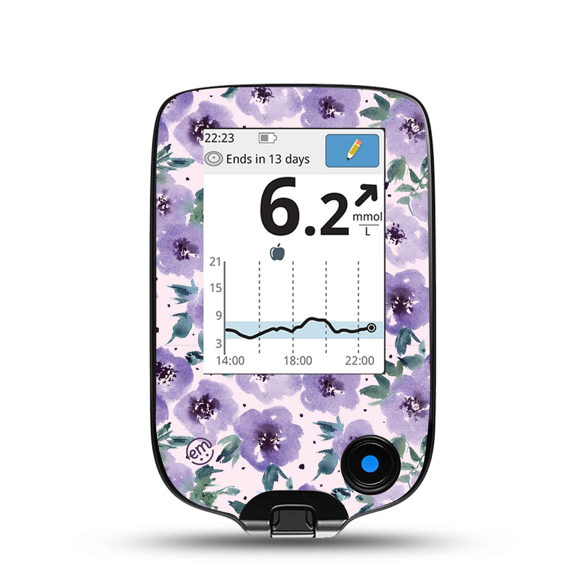 ExpressionMed Flowering Amethyst Freestyle Libre Receiver Sticker, Abbott Lingo