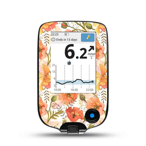 ExpressionMed Peachy Blooms Freestyle Libre Receiver Sticker, Abbott Lingo