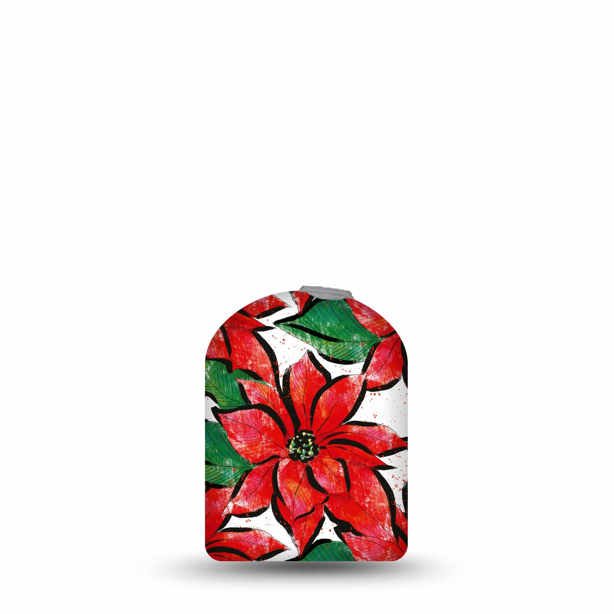 ExpressionMed Poinsettia Omnipod Center Device Sticker, Floral Holiday Design