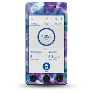 ExpressionMed Purple Tie Dye OmniPod DASH Receiver Sticker
