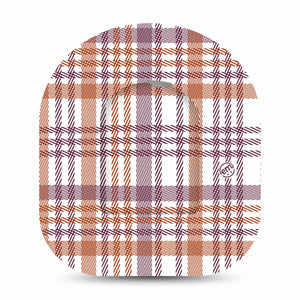 Auburn Plaid Omnipod Center Sticker and matching adhesive patch