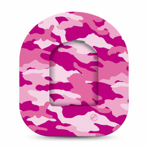 ExpressionMed Pink Camo Omnipod Device Center Sticker and matching Omnipod Adhesive Tape