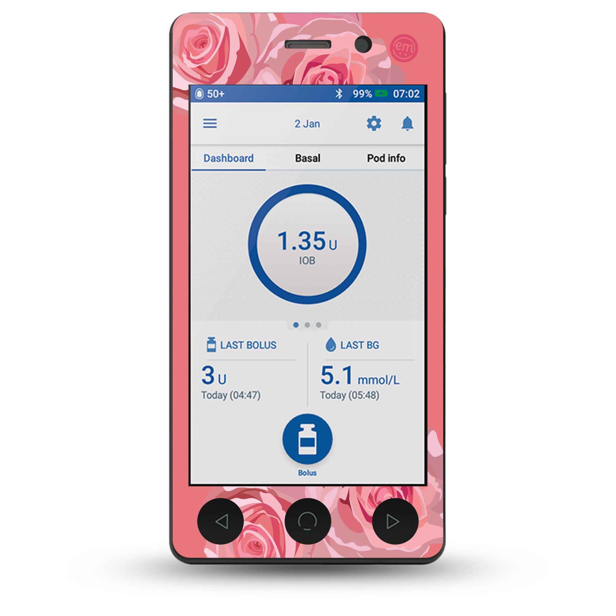 Blush Rose OmniPod DASH Receiver Sticker