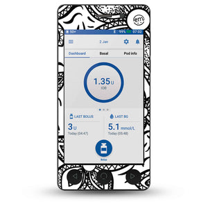 Black Tie Floral OmniPod Sticker