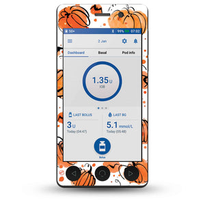 ExpressionMed Pumpkins OmniPod DASH Receiver Sticker