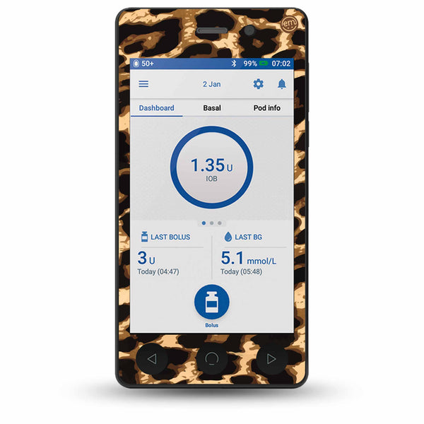 ExpressionMed Leopard Print Omnipod DASH Receiver Sticker