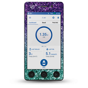 ExpressionMed Glittering Ombre OmniPod DASH Receiver Sticker