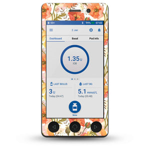 ExpressionMed Peachy Blooms OmniPod DASH Receiver Sticker