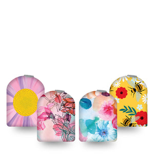 Bee Treat Variety Pack Pod Sticker, 4-Pack, Pollens And Bees Themed, CGM Adhesive Sticker Design