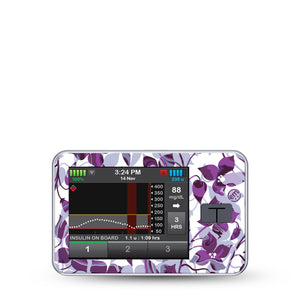 Textured Petals T-Slim Pump Sticker, Single, Layered Purple Flowers Vinyl Device Sticker Tape