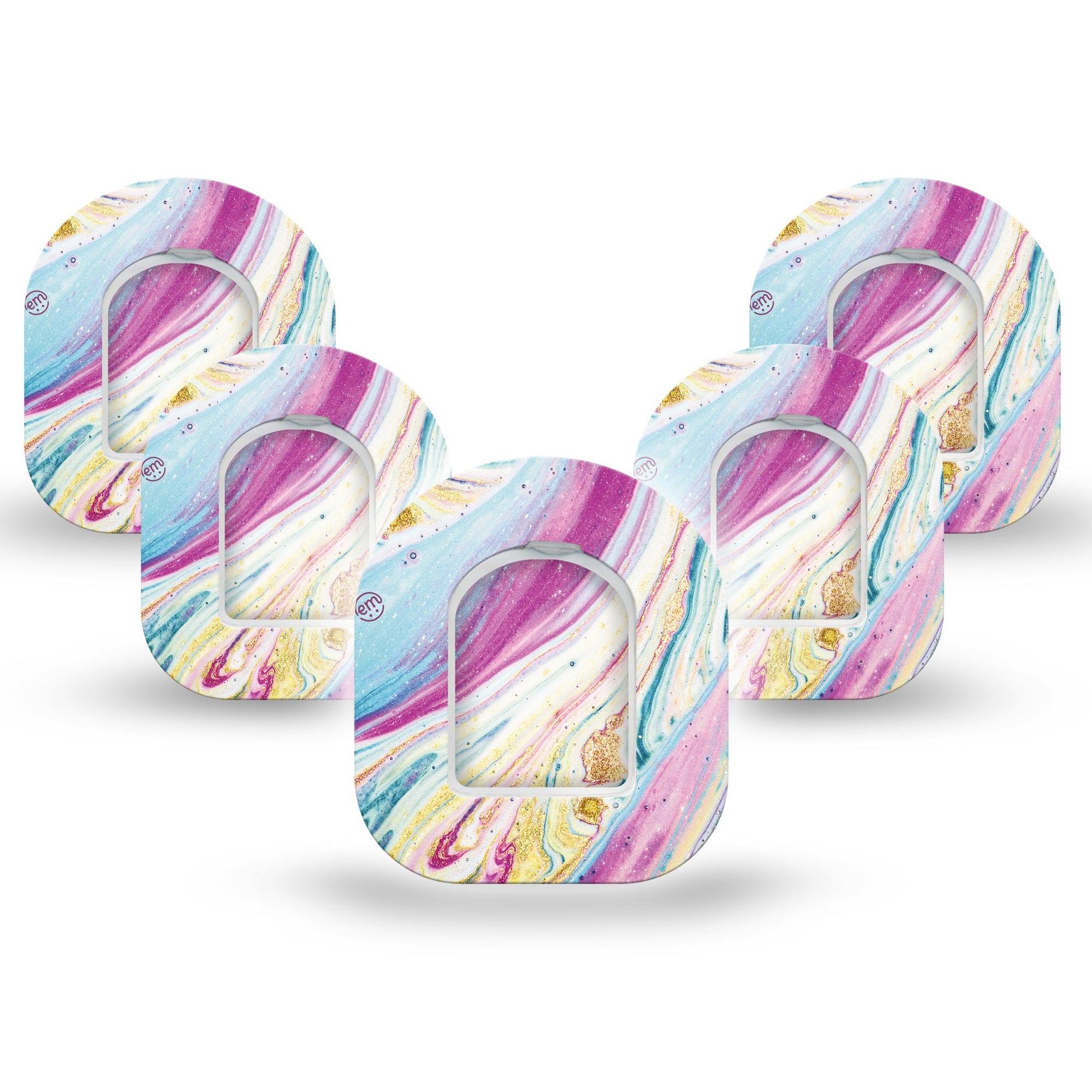 ExpressionMed Shimmering Marble Pod Mini Tape 5 Stickers and 5 Tapes, Marble Elegance Overlay Tape Pump Design