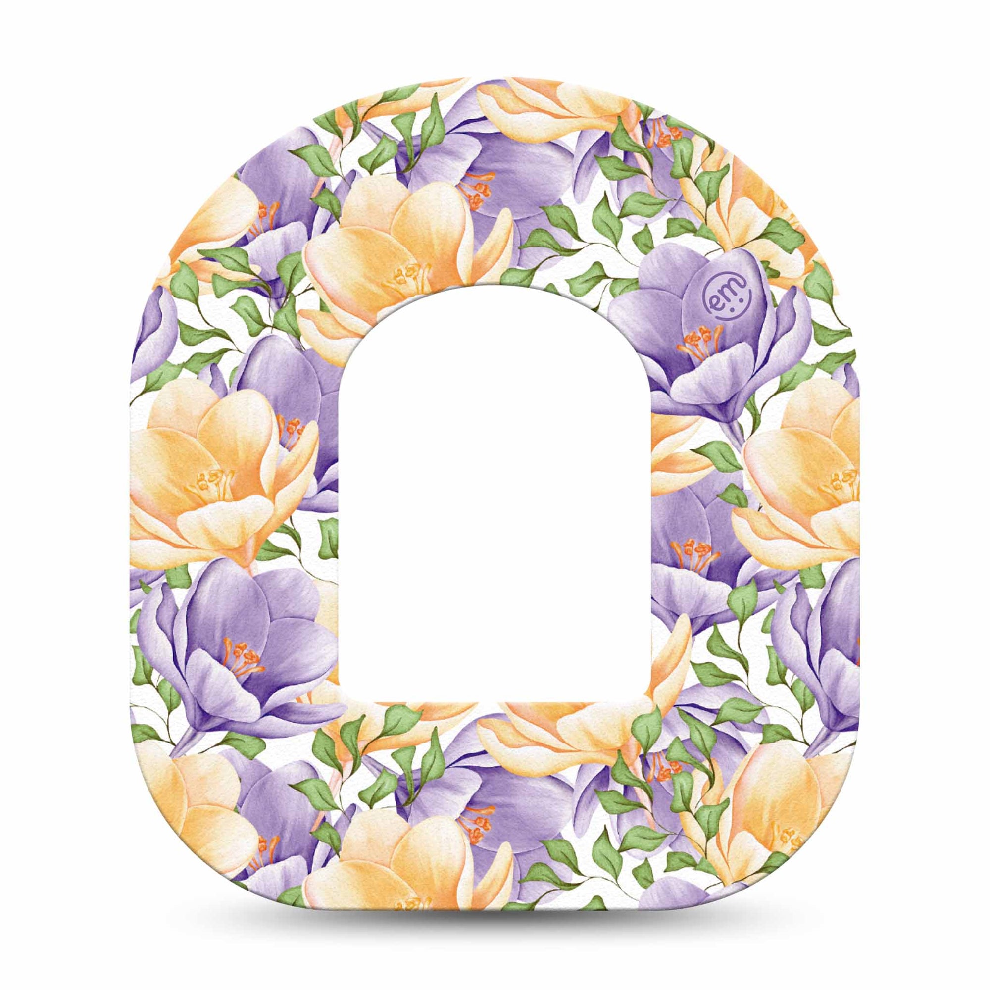 ExpressionMed Crocus Flowers Omnipod Single white crocus Adhesive Patch Pump Design