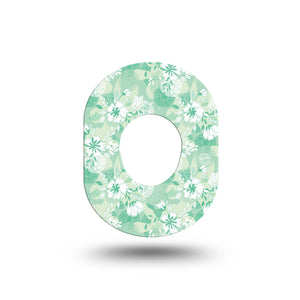 ExpressionMed Airy Florals Dexcom G7 Mini Tape, White Florals Green Backdrop, CGM Adhesive Patch Design