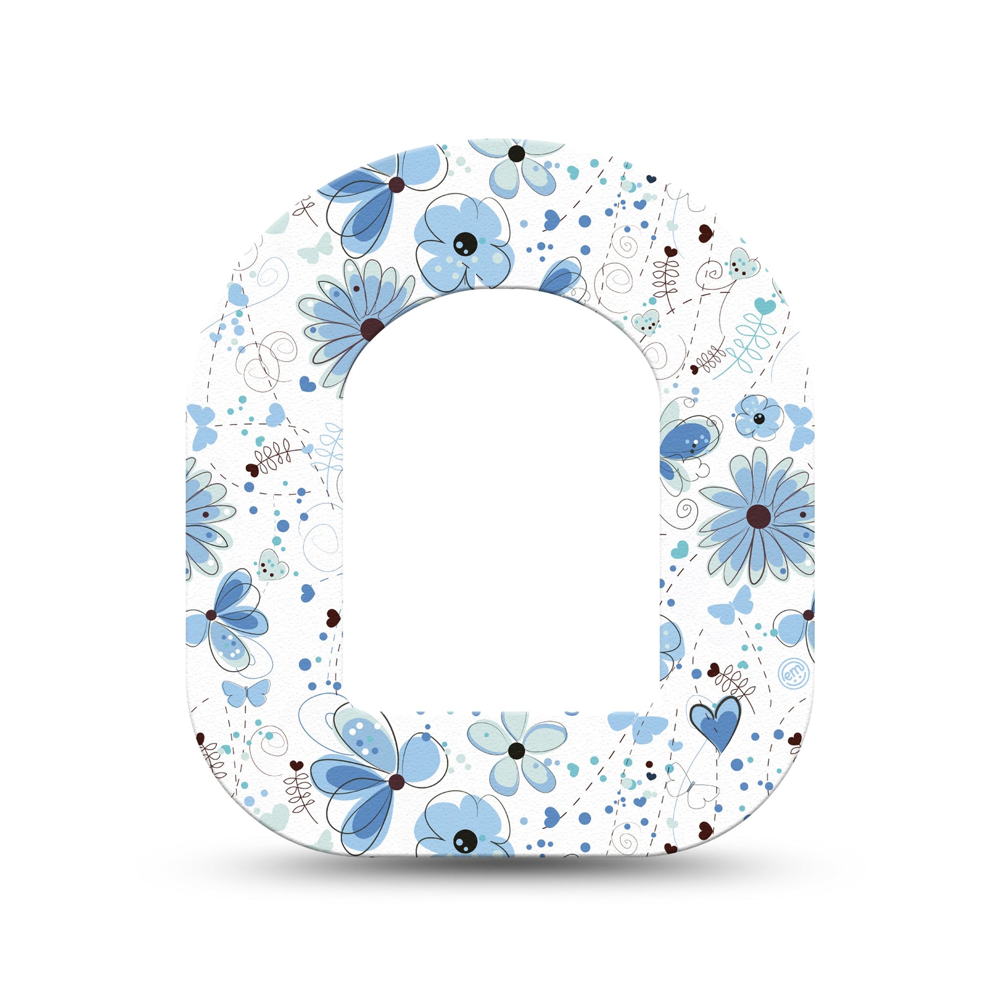 ExpressionMed Cute Blue Flowers Pod Mini Tape Single, Adorable Blooms Fixing Ring Patch Pump Design