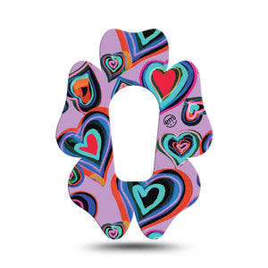 ExpressionMed Neon Hearts Dexcom G6 Flower Tape, Single, Funky Hearts, CGM Plaster Patch Design