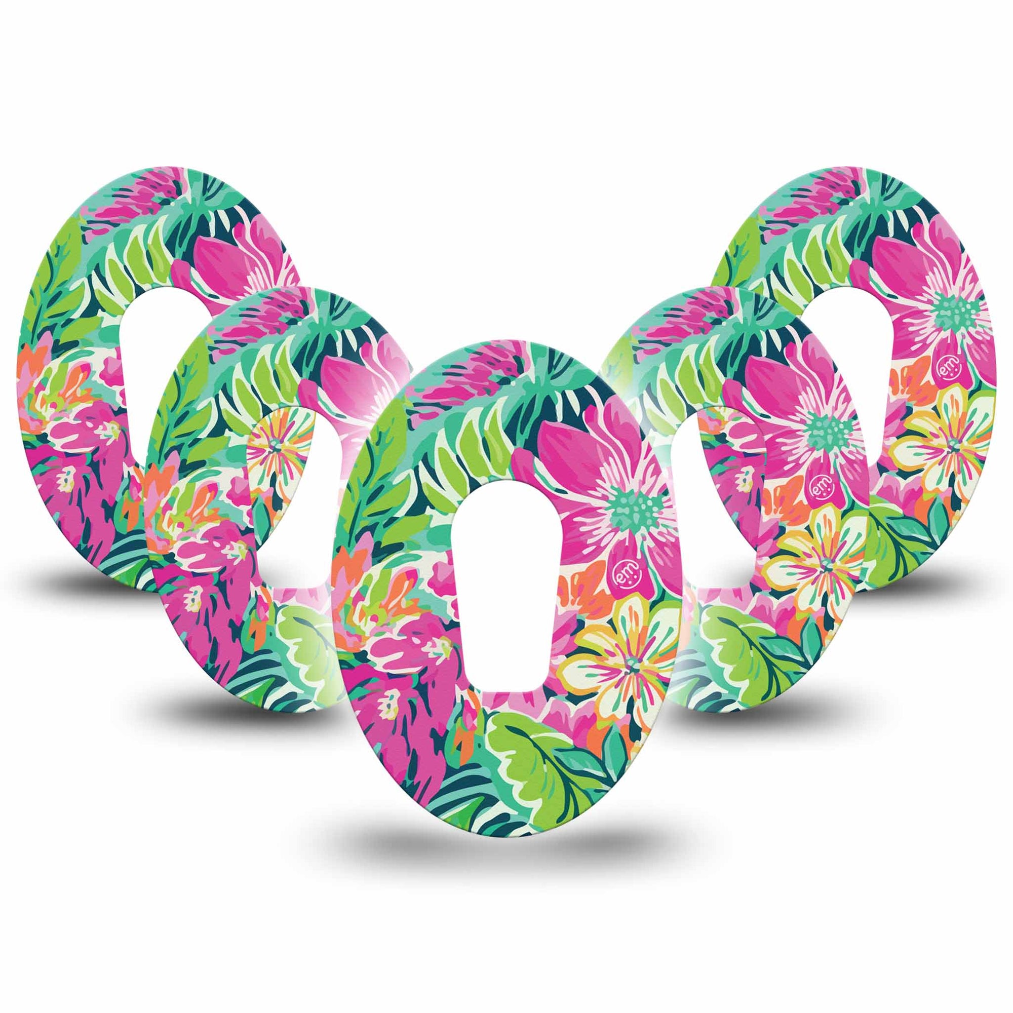 ExpressionMed Tropic Burst Dexcom G6 Tape 5-Pack Fragrant Florals, CGM Fixing Ring Patch Design