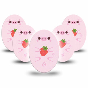 ExpressionMed Strawberry Piglet Medtronic Guardian Enlite Universal Oval 5-Pack baby pigs Plaster Continuous Glucose Monitor Design