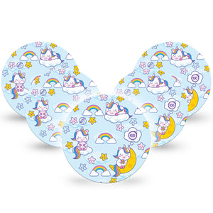 ExpressionMed Sleeping Unicorns Libre Overpatch 5-Pack Pretty Ponies, CGM Overlay Tape Design, Abbott Lingo