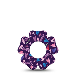 Watercolor Love Libre Flower Tape purple flower shaped overlay design , Abbott Lingo