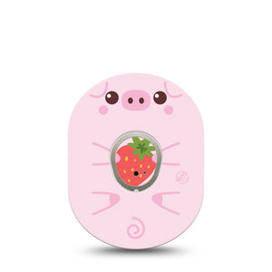 ExpressionMed Strawberry Piglet Dexcom G7 Sticker and Tape piglets Vinyl Sticker and Tape Pairing Continuous Glucose Monitor Design, Dexcom Stelo Glucose Biosensor System