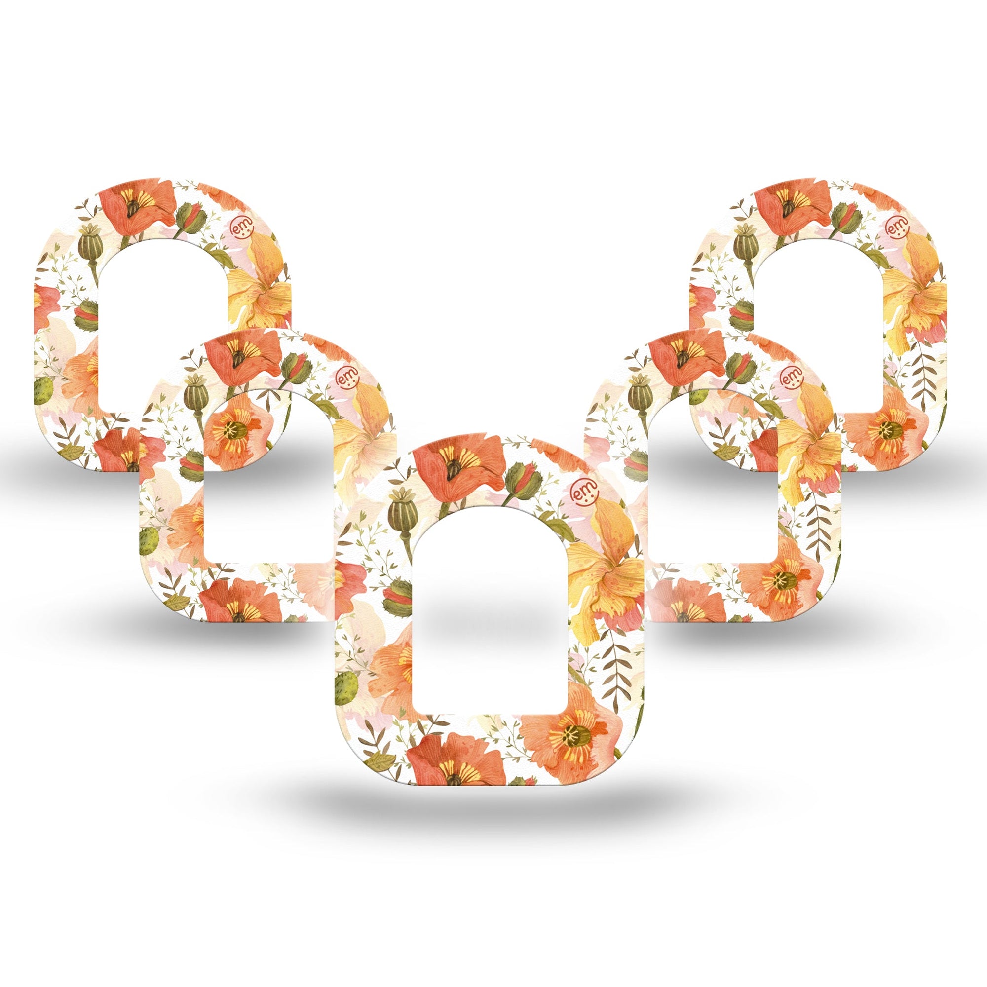 ExpressionMed Peachy Blooms Pod Mini Tape 5-Pack, Delicate Blossoms Adhesive Tape Pump Design