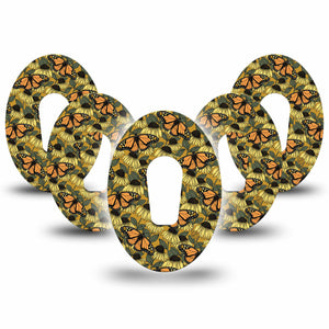 ExpressionMed Coneflowers & Monarchs Dexcom G6 Tape 5-Pack Garden Butterflies CGM Plaster Patch Design