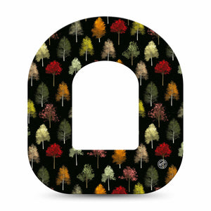 ExpressionMed Dark Forest Pod Tape Leaves on trees changing color for fall, Omnipod Plaster Patch design