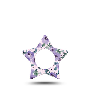 ExpressionMed Purple blooms Freestyle Libre 2 Star Shape Single  Plaster CGM Design, Abbott Lingo