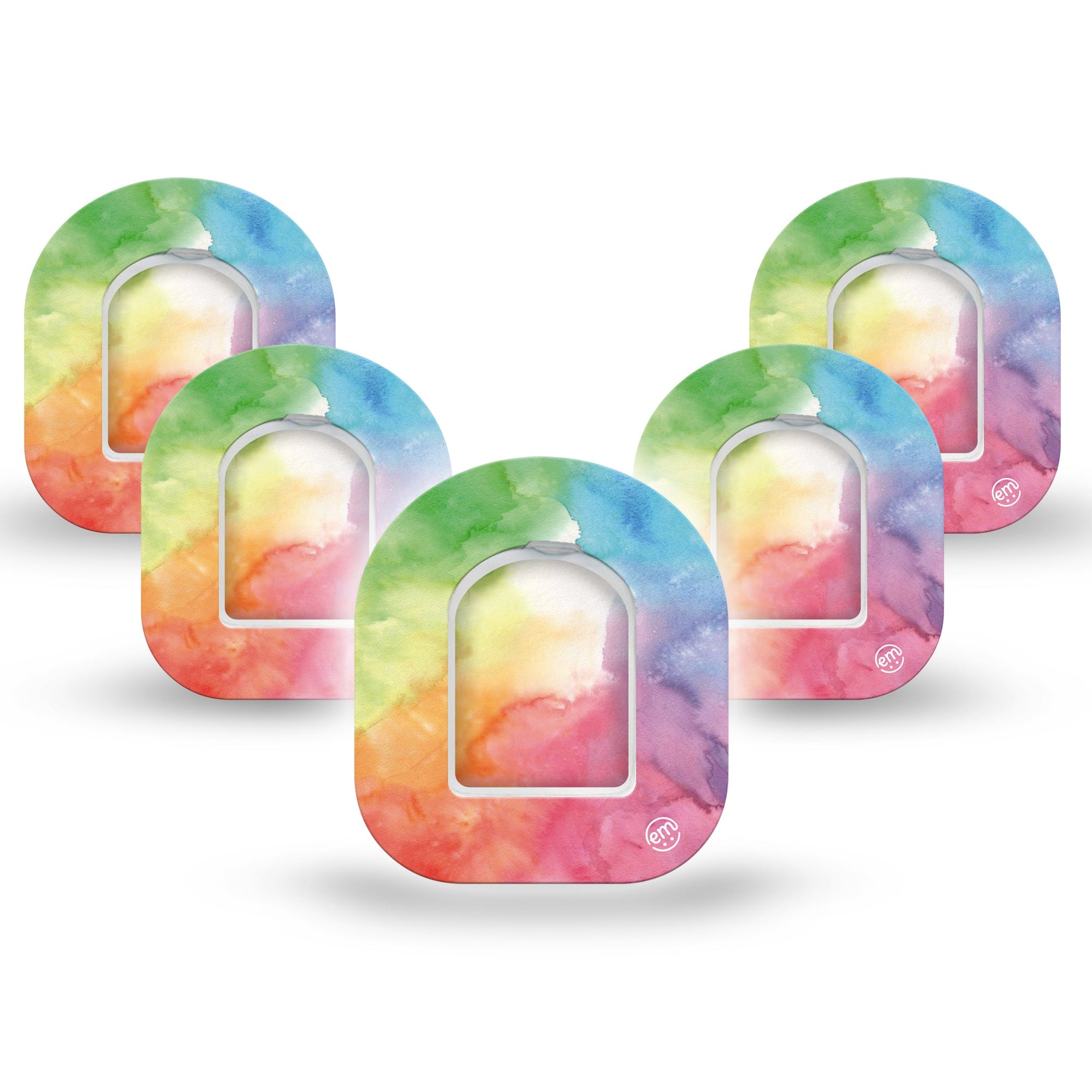 ExpressionMed Rainbow Clouds Pod Mini Tape 5 Stickers and 5 Tapes, Cloudy Rainbow Adhesive Tape Pump Design