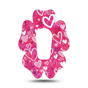 ExpressionMed Whimsical Hearts Dexcom G6 Flower Tape, Single, White Hearts, CGM Overlay Patch Design