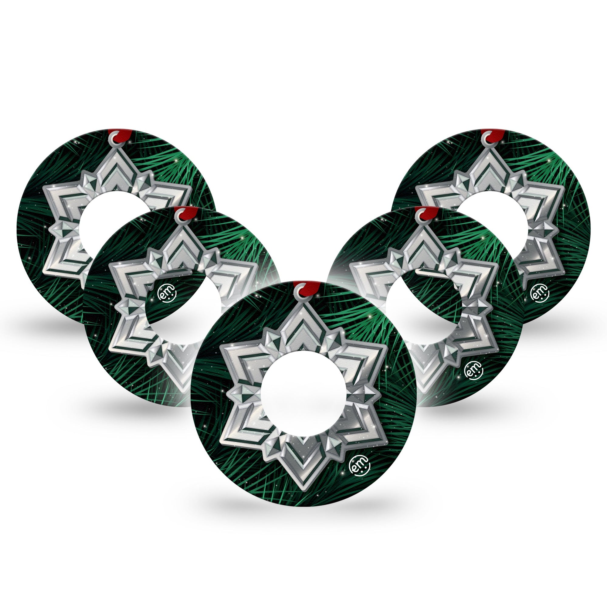 ExpressionMed Metallic Snowflake Infusion Tape 10-Pack Christmas Snowflake Decoration, CGM Overlay Patch Design