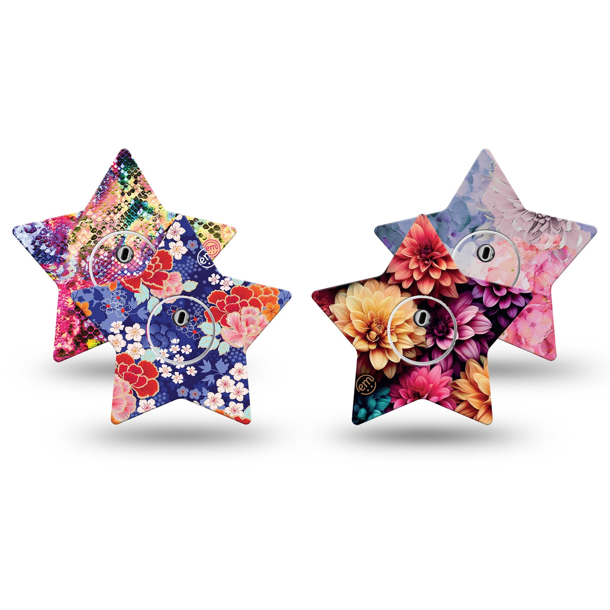 ExpressionMed Flowersong Variety Pack  Freestyle Libre 3 Star Shape 8-Pack Deep colorful designs Plaster CGM Design
