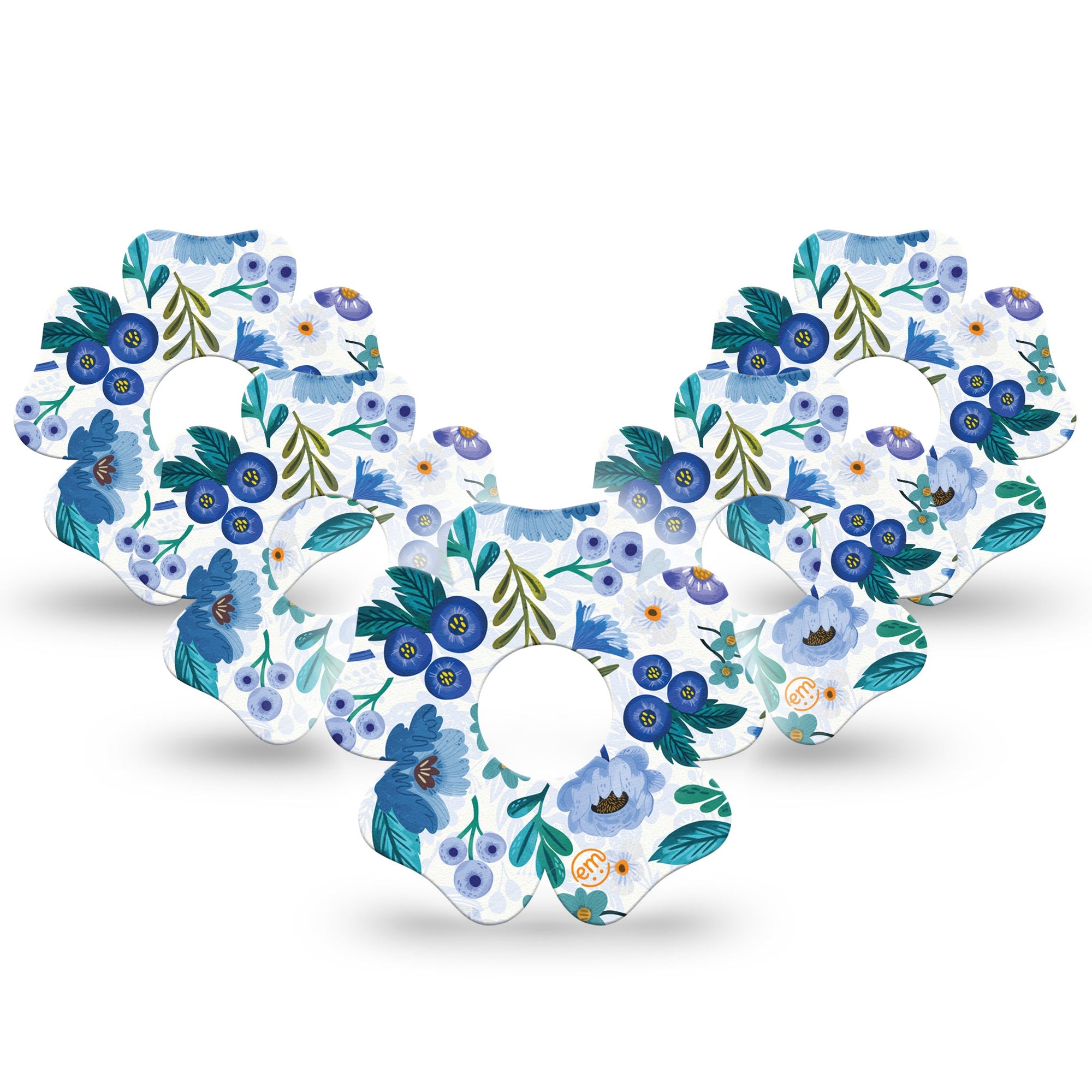 ExpressionMed Blue Anemone Freestyle Libre 3 Flower Shape 5-Pack Azure Beauty Adhesive Tape CGM Design