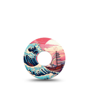 ExpressionMed Great Wave Libre 3 Tape Oriental Artwork, CGM Adhesive Patch Design