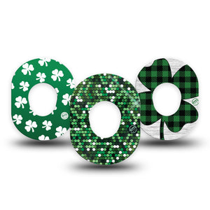 ExpressionMed St Patricks Day Variety Pack Dexcom G7 Mini Tape Glamorous Leaves, CGM Adhesive Patch Design, Dexcom Stelo Glucose Biosensor System