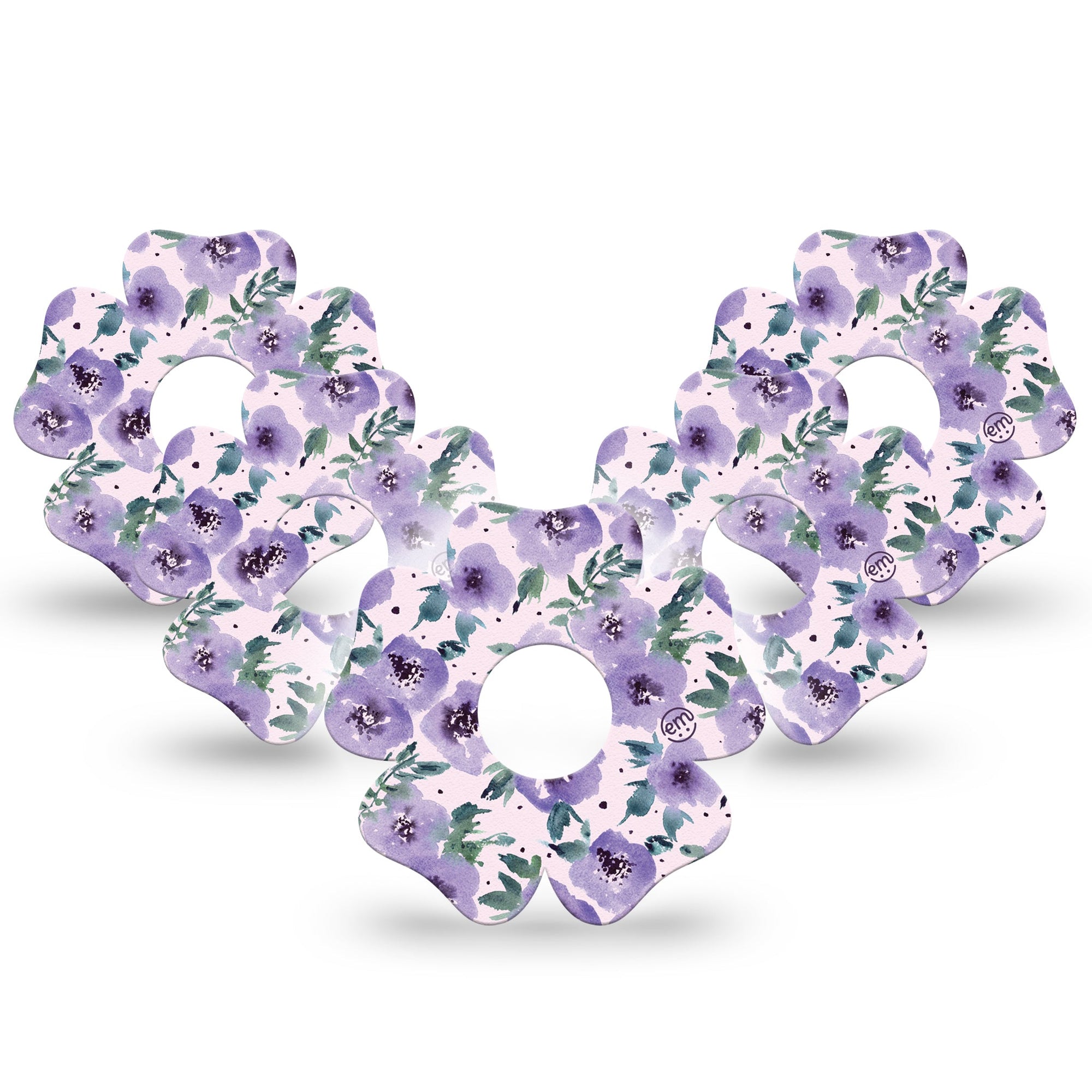 ExpressionMed Flowering Amethyst Freestyle Libre 3 Flower Shape 5-Pack Purple Flowers Adhesive Tape CGM Design