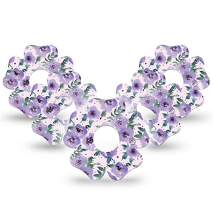 ExpressionMed Flowering Amethyst Freestyle Libre 3 Flower Shape 5-Pack Purple Flowers Adhesive Tape CGM Design