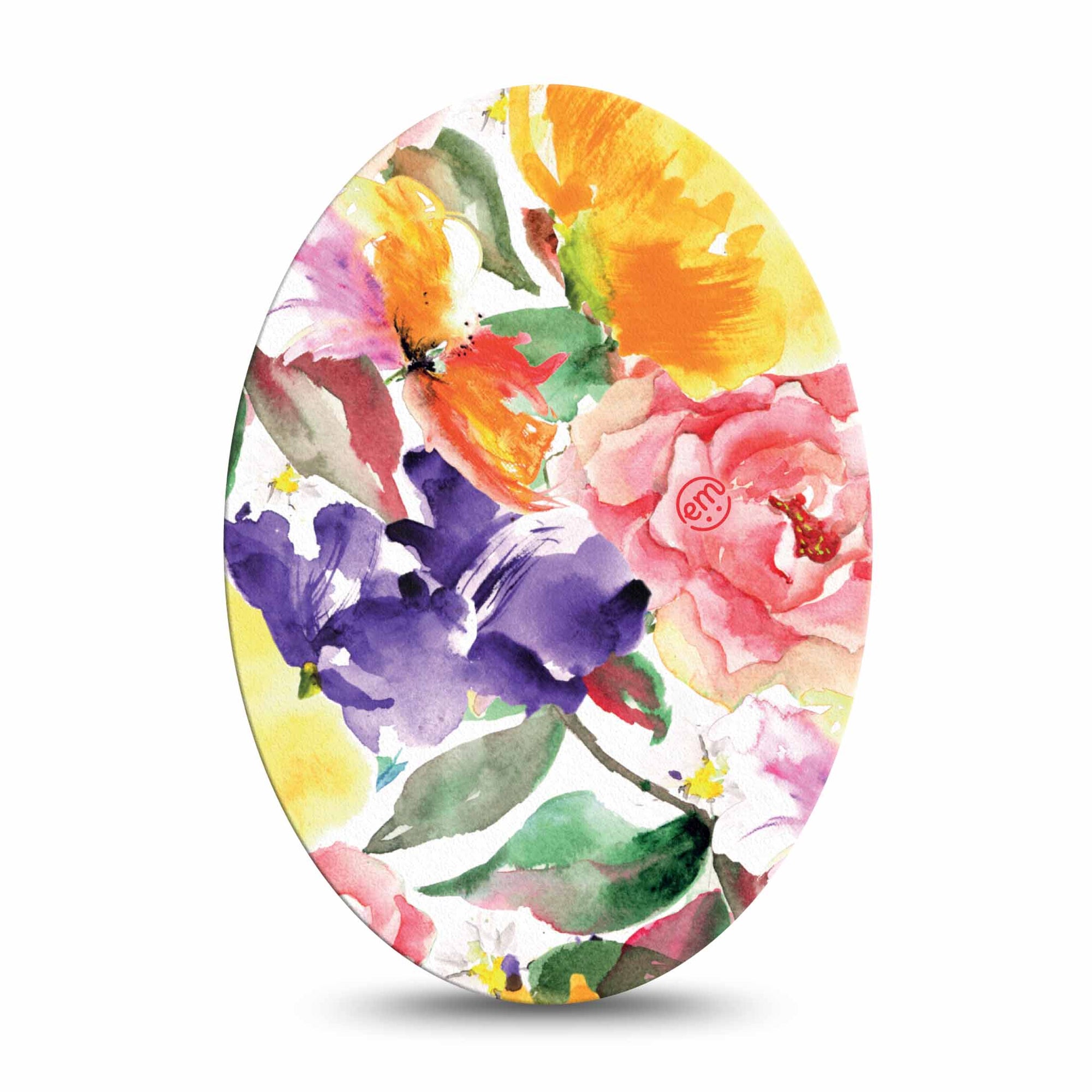 ExpressionMed Floral Art Medtronic Guardian Enlite Universal Oval Single watercolor irises Plaster Continuous Glucose Monitor Design