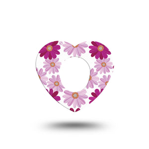 ExpressionMed Brilliant Daisies Dexcom G7 Heart Tape Pink and Purple Daisies, CGM Overlay Patch Design, Dexcom Stelo Glucose Biosensor System